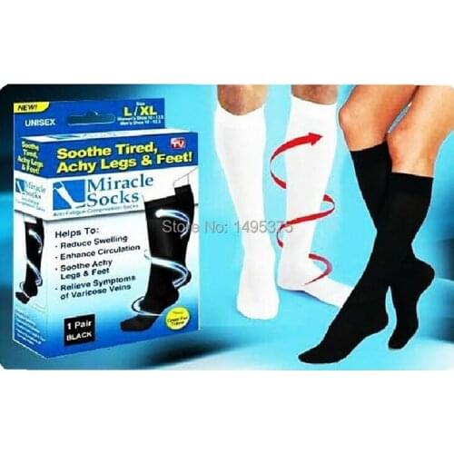 200pairs/lot New Arrival Miracle Socks Anti Fatigue Compression Stocking with Color Box Package