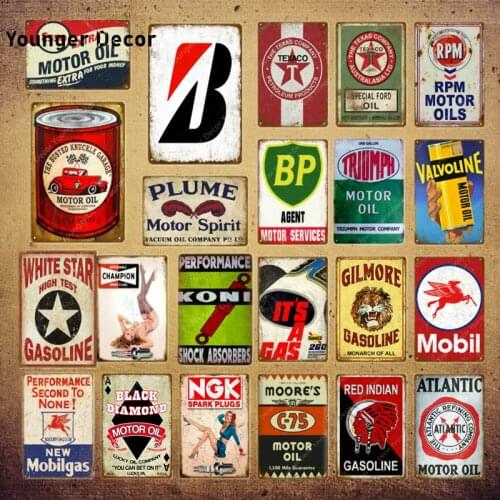 Atlantic Motor Oil Plaque Tin Signs Vintage Retro Garage Decor Bar Pub Gas Gasoline Decorative Plate Texaco Wall Poster YI-068