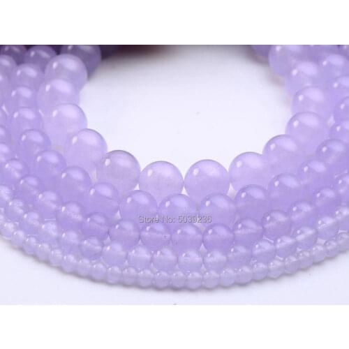 Wholesale Natural Stone Beads Light Purple Jades Loose Beads for Jewelry Making Necklace Bracelet DIY 4 6 8 10 12mm
