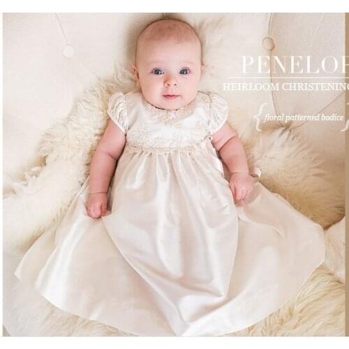 Dress girl spanish Christening Dress Silk Christening Gowns for Infants Baptism Baby Clothes 2nd Birthday Year Dresses