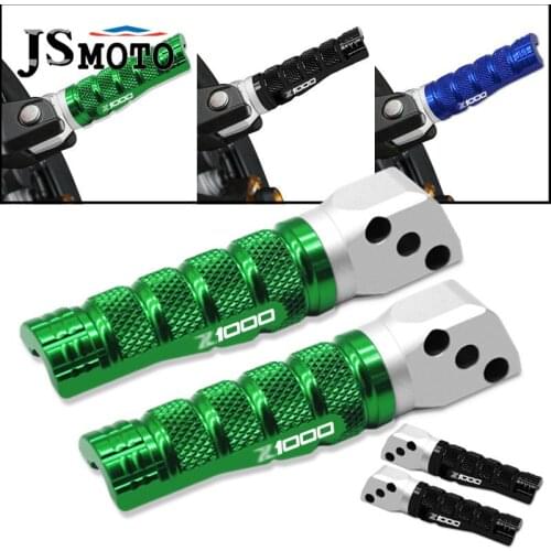 Z1000 Logo Universal Motorcycle CNC Aluminum High Quality Footrests Foot Rests Pegs Rear Pedals For Kawasaki Z 1000 z1000 03-15