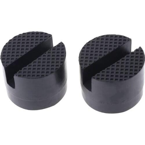 2 Pcs Black 50x37mm Car Auto Slotted Frame Rail Hydraulic Floor Jack Rubber Pad