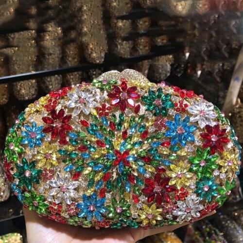 Luxury Red/Blue/Yellow Rhinestone Clutch Best Designer Women Diamond Shoulder Handbags Party Wedding Clutches Mini Phone Purses