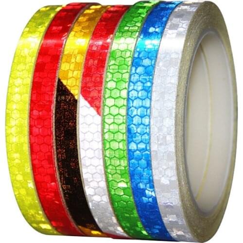 1CMX8M Bike Reflective Stickers Decorative Strip Adhesive Tape For Cycling Warning Safety Car Styling MTB Bicycle Accessories