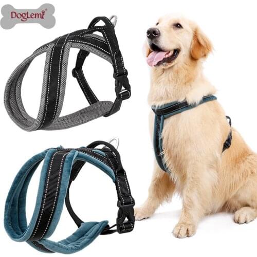 TUFF HOUND Reflective Nylon Large pet Dog Harness Collar Service Dog Ves Padded Adjustable Safety Vehicular Lead For Dogs Pet