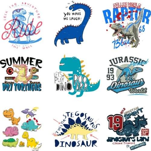 Iron on Transfer for Clothing Thermoadhesive Patches Stickers Diy Dinosaur Punk Letter Patch Fusible Stripes Rock Appliques C