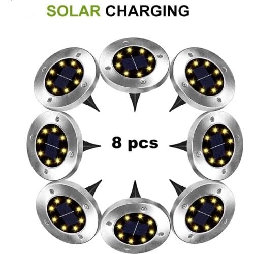 2-8pcs 8 led Solar Light Outdoors Waterproof 8 LED Solar Street Light Garden Decor Buried Stair Lamp Underground Decking Lampy S