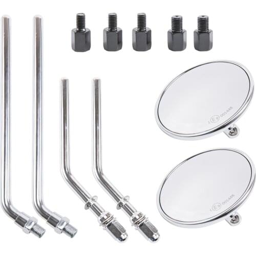 Universal Motorcycle 8/10mm Chrome Retro Round Rearview Mirrors For Harley Cruiser Chopper Cafe Racer Old School Bobber Touring
