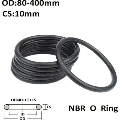 CS 10.0mm OD 80~400mm Black NBR O Ring Seal Gasket Nitrile Butadiene Rubber Spacer Oil Resistance Washer Round Shape
