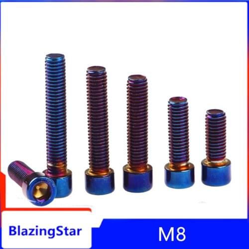 5pcs 201 Stainless Steel Round Head Hex Color Screw M8 Burn Titanium Motorcycle Car Electric Modification