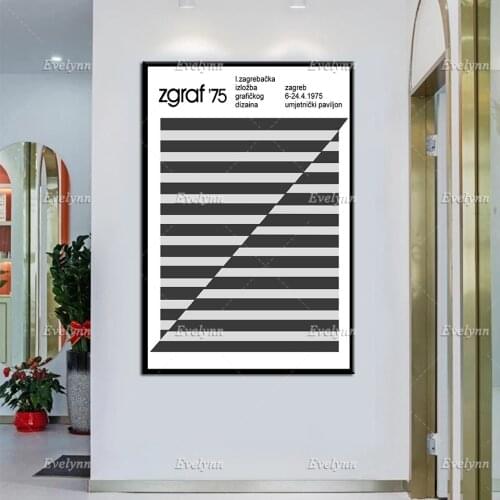 Exhibition Poster Zgraf 1975 Exhibiton of Graphic Design Zagreb by Petar Šalić Modern Home Decor Prints Wall Art Canvas Modular