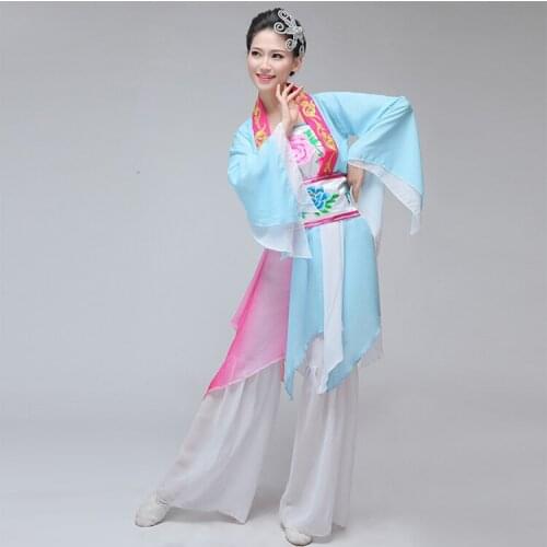 New Chinese Yangko Costume Women Fan Dancing Dress Top+pants+costume Female Unbrella Dancer Wear Chinese Stage Dance Clothes 16