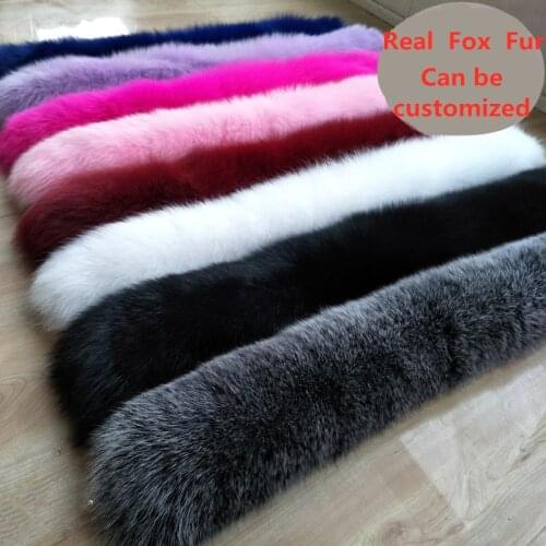Winter Natural Real Fox Fur Collars Female Fox Fur straight Scarves shawl Women Genuine Warm Hood trim fur Collar Fox Scarf