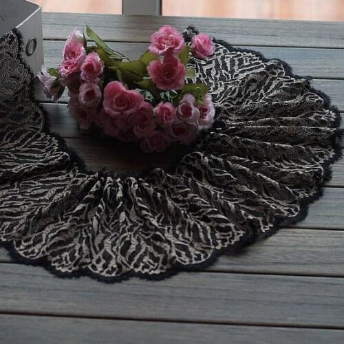 Gold Black Leopard Print Stretchy Lace Trim 6.69" Wide 2 yards for costume crafting supplies