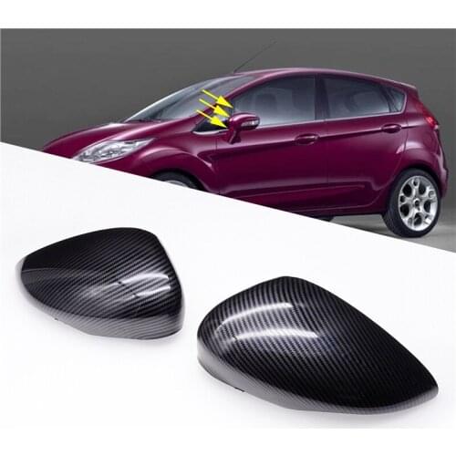 1pair for Ford Fiesta Mk7 2008-2017 Car ABS Carbon Fiber Pattern RearView Mirror Decorative Covers Protection Cap Left + Right