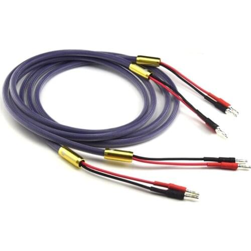 1 Pair Hifi Speaker Cable with Silver-plated Banana Jack 6N OFC Speaker wire