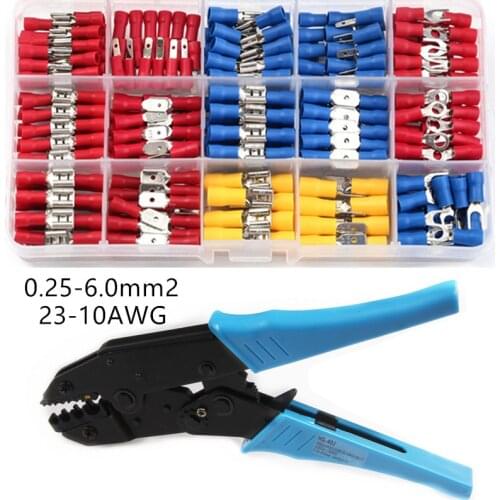 280PC Insulated Cable Connector Electrical Wire Assorted Crimp Spade Butt Ring Fork Set Kuzavtye Ring Lugs Terminals Crimp Plier