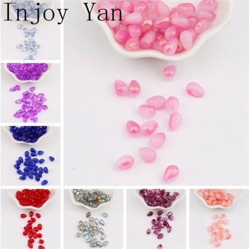 30pcs 6*9mm Crystal Austria Beads Charm Smooth Glass Water Drop Bead Loose Spacer Bead for Hairpin DIY Jewelry Making