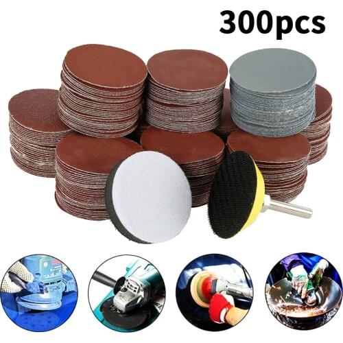 300pcs 2Inch Sanding Discs Pad Kit Grit 80-3000 Sanding Paper with 1pc 1/4 Inch Shank Backing Pad 1pc Soft Foam Buffering Pad