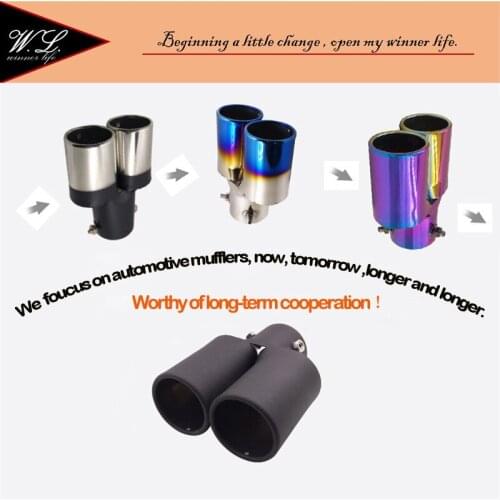 4 colors Car Exhaust tip/Muffler Universal 1 into 2 Modified Tail ending Pipe for Nissan Sunny,SUZUK Iinlet 60mm customized logo