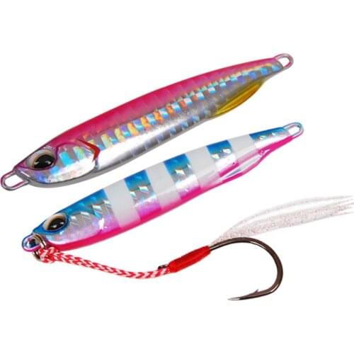 5PCS Deep sea Fishing Jigging Glow Zebra Slow Jig Jigbait Spoon Lure Hook baits 20g 30g Reservoir Pond Ocean Rock Fishing