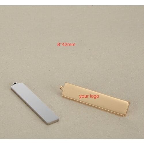 50pcs 8*42mm Custom Stainless Steel Necklace pendant-Customized Rectangle Charms Engrave Laser your own logo