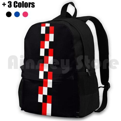 60S Geometric Graphic Red Black And White Outdoor Hiking Backpack Riding Climbing Sports Bag Bauhaus Mod Mod Revival