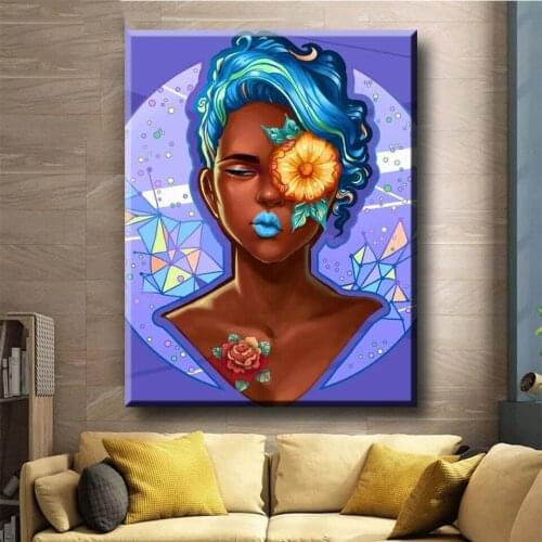 Africa Girl Diamond Mosaic 3d Handmade Diamond Painting Full Square Round Drill embroidery Portrait Elf 5d diy Home Decor A2278