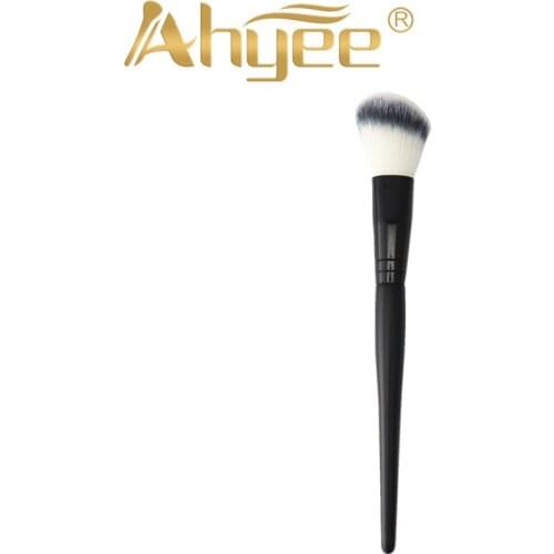 Ahyee New 1 PCS Angled Brush Highlighter Face Blush Brush Black Wood Handle Synthetic Hair Black Aluminum Make up tools