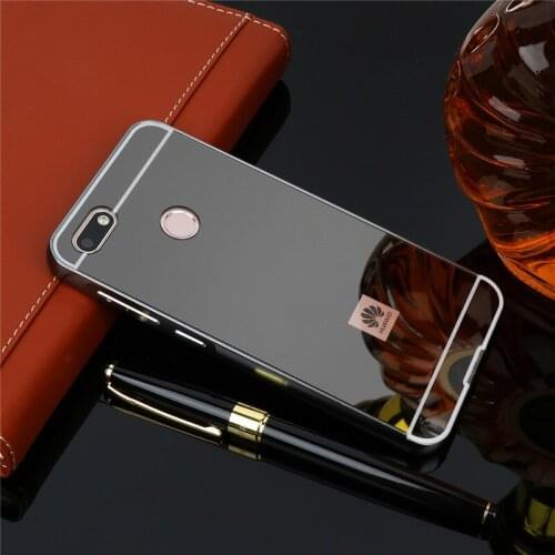 Huawei P9 Lite Mini 2017 Case Plating Metal Aluminum Frame with Mirror Effect Back Hard Cover Case for Huawei P9 Lite Mini 2017