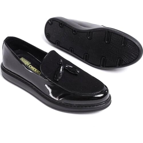 Chekich Shoes Black Men Dress Classic Polished and Suede Non Leather Slip On Luxury Style Business For Suits Wedding Special Air Party Office Fashion Vintage 2021 Formal Wear CH002 V2