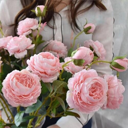 5pcs Artificial Flower 65CM 3Head Single Peony For Home Wedding Party Decoration Wreath DIY Flower Wall Accessories Silk Flowers