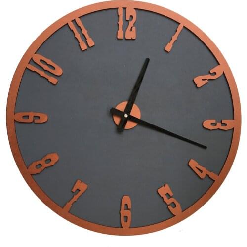 North Is Designed Black Copper Decorative Wall Clock 48 Cm