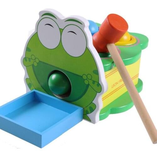 Kids Wooden Montessori Educational Toys Frog Batting Desk Table Hand Knock Ball Early Hands-on Colorful Toys Gifts for Children