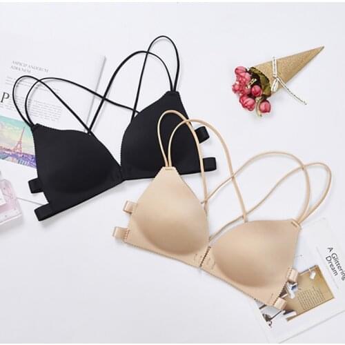 Women Lingerie Bralette Invisible Bra Push Up Brassiere Front Closure Cup Free Size Strap Underwear