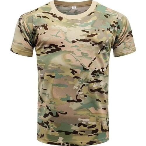 Camouflage Tactical Shirt Short Sleeve Mens Quick Dry Combat T-Shirt Military Army T Shirt Camo Outdoor Hiking Hunting Shirts