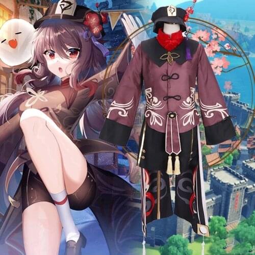 Genshin Impact Hutao Cosplay Costume Anime Game Hu Tao Chinese Style Halloween Costumes For Women Uniform Wig Christmas Carnival