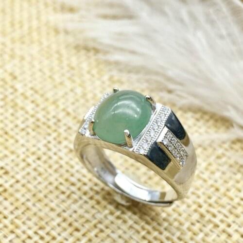 KJJEAXCMY fine jewelry 925 Silver inlaid with natural jade ring jewelry of pure silver ring