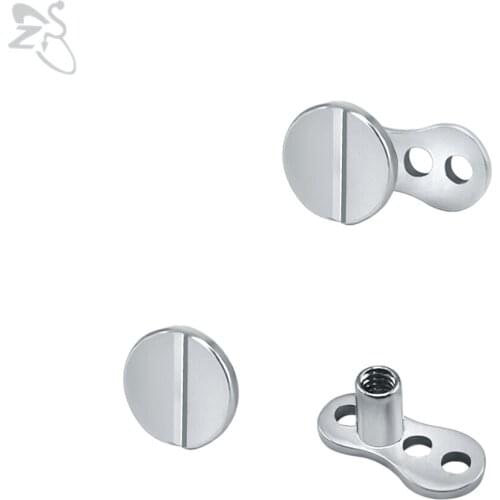ZS Classic Small Dermal Anchor Round Silver Color Surgical Steel Skin Diver Base&Tops Surface Dermal Piercing Sex Body Jewelry