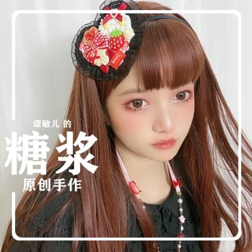 Cream Strawberry Love Candy KC Headband Brooch Pin Hair Clip Lolita Hand Made Small Things Sweet Soft Girl Hairpin Headdress