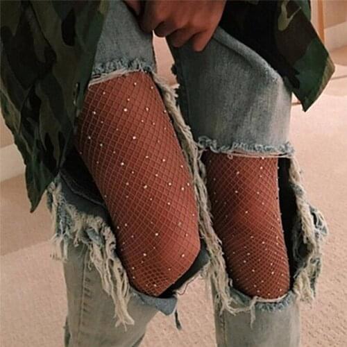 HOTNew Summer Fishnet Diamond Pantyhose Women Sexy Fashion Shiny Net Tights Female Slim Rhinestone Mesh Nylon Stockings Tights