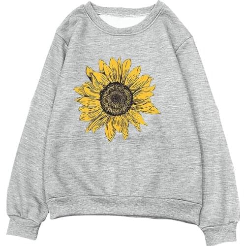 Fashion Oversize Hoodie Casual Fun Sun Flower Print Sweatshirts Round Neck Sweater Loose Sports Tops Pullover Con Capucha Moleto