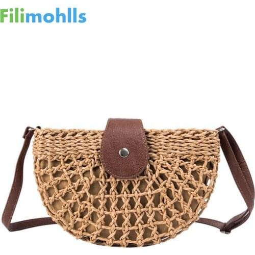 Fashion Handmade Rattan Woven Straw Bag Summer Beach Bags for Women 2019 Bohemia Messenger Crossbody Bags for Girls Purse S1948
