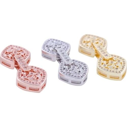 Trendy Jewelry Finding Micro Pave Zircon Flower Shape Connectors Charms Clasps For Bracelet Necklace Jewelry Making DIY Handmade