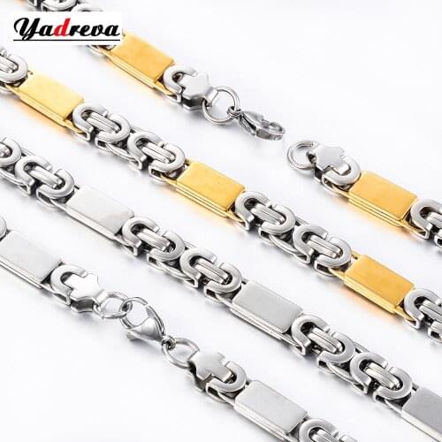 Hot Selling Men Byzantine Chain 8mm 55cm Hip Hop Style Fashion Stainless Steel Necklace Jewelry