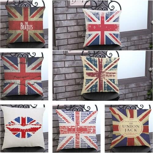 Pillowcase The United Kingdom Flag Cushion Cover For Sofa Bedroom Throw Pillow Cotton Linen Home Decor 45*45cm capa de almofada
