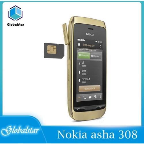 Nokia asha 308 refurbished moblic phones original unlocked Asha Charme 3080 phone 3.0' Bluetooth FM Dual sim phone Free shIpping