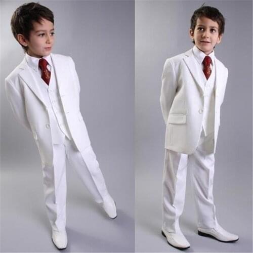 Charming Notch Lapel blazer boys Two Buttons Tuxedos Kid Boy Wedding Suit Boys' Attire Custom-made (Jacket+Pants+Vest)