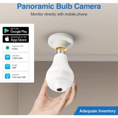 Panoramic Bulb Light Mini Camera HD 1080P 360 Degree Fisheye Wifi Wireless CCTV LED Hidden Light Lamp IP P2P Home Security Cam