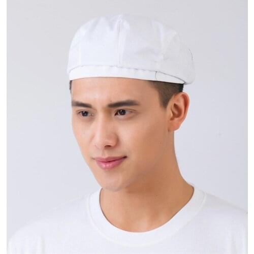 Strip Grid Print Unisex Beret Hat Chef Catering Cook Baker Waiter Skull Cap